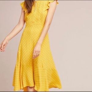 Maeve / Anthropologie Yellow Polka Dot Dress